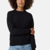 Bio Baumwolle Kaschmir Oversize Style Rundhals Pullover schwarz