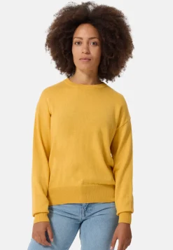 Bio Baumwolle Kaschmir Oversize Style Rundhals Pullover zitronengelb