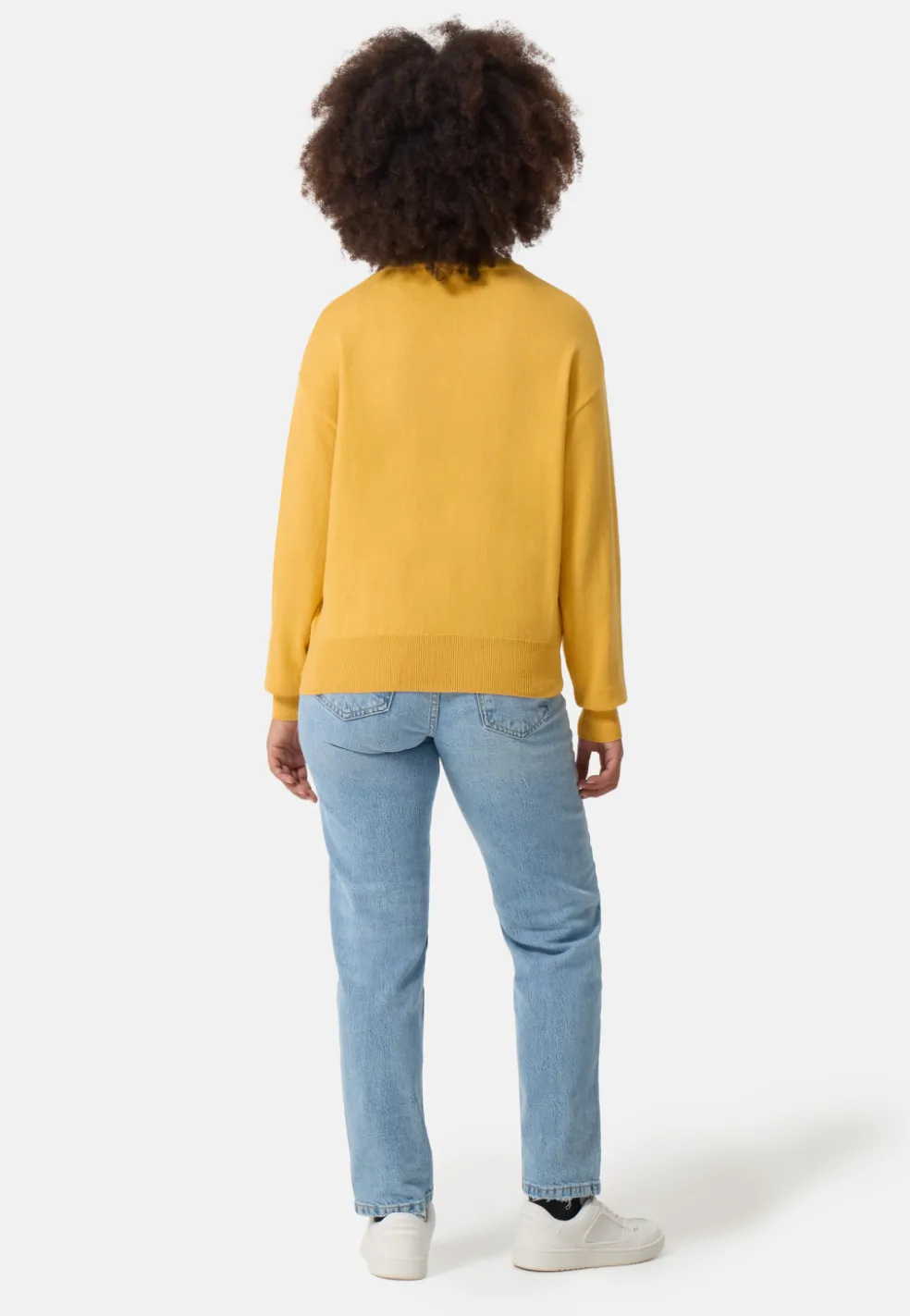 Bio Baumwolle Kaschmir Oversize Style Rundhals Pullover zitronengelb