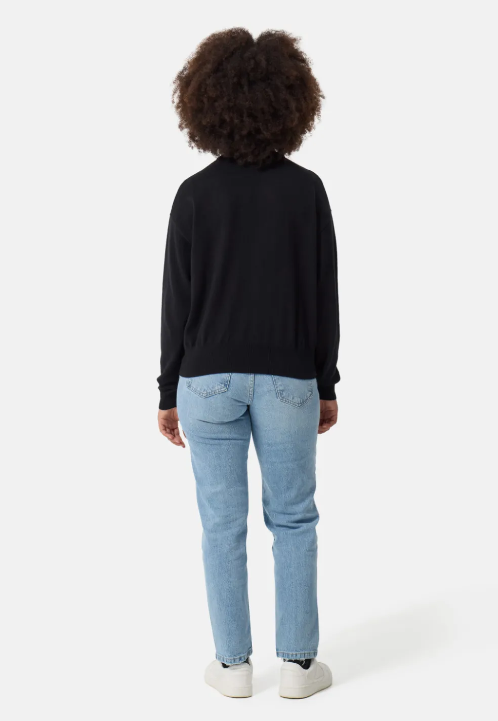 Bio Baumwolle Kaschmir Oversize Style Rundhals Pullover schwarz