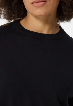 Bio Baumwolle Kaschmir Oversize Style Rundhals Pullover schwarz