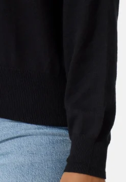 Bio Baumwolle Kaschmir Oversize Style Rundhals Pullover schwarz