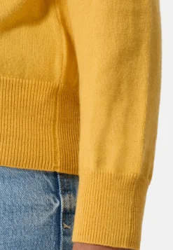 Bio Baumwolle Kaschmir Oversize Style Rundhals Pullover zitronengelb