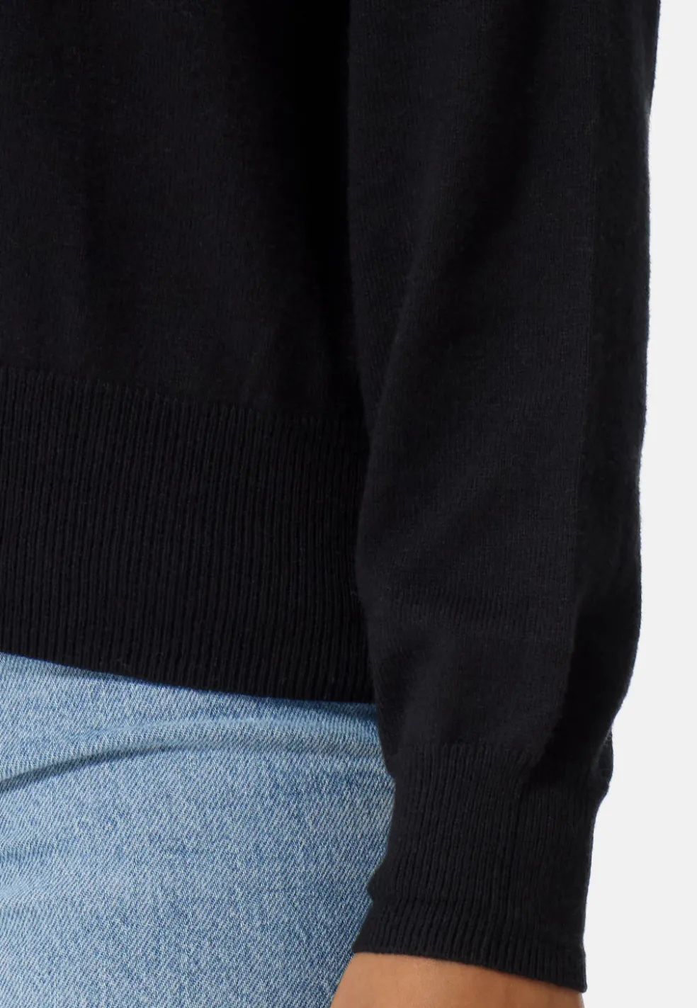 Bio Baumwolle Kaschmir Oversize Style Rundhals Pullover schwarz