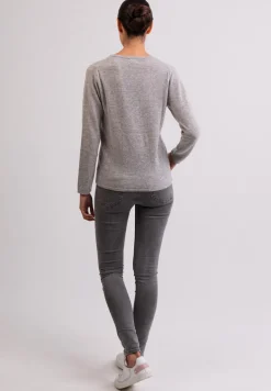 Bio Kaschmir V-Ausschnitt Pullover silbergrau