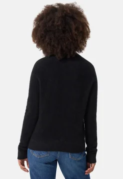 Brushed Kaschmir Pullover mit kurzem Stehkragen schwarz