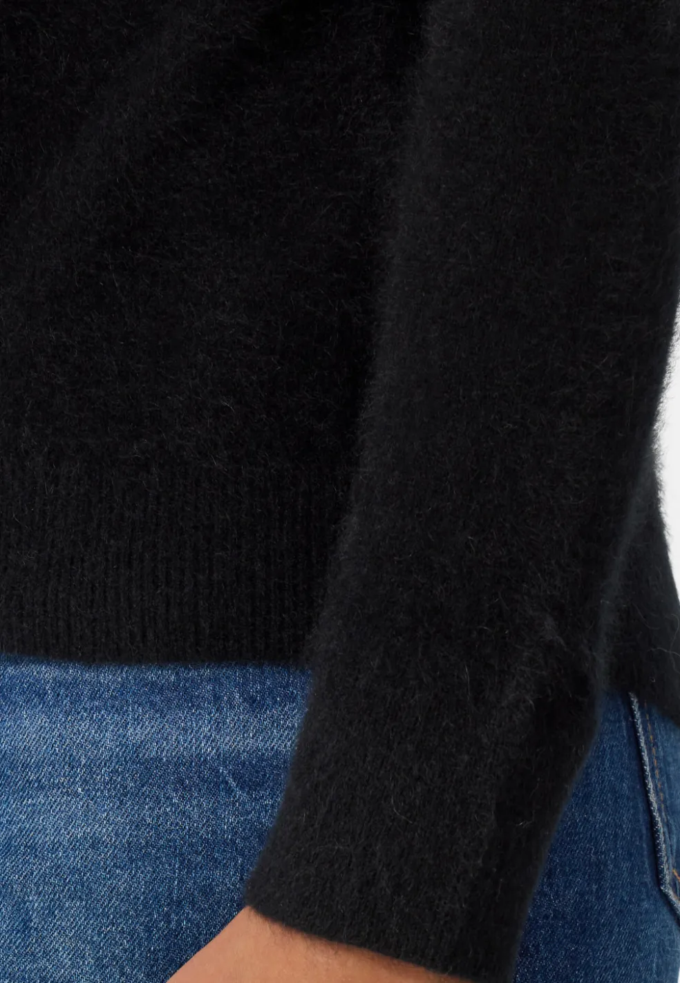 Brushed Kaschmir Pullover mit kurzem Stehkragen schwarz
