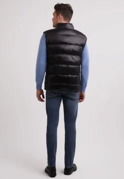 Daunengilet mit Kaschmirfutter schwarz
