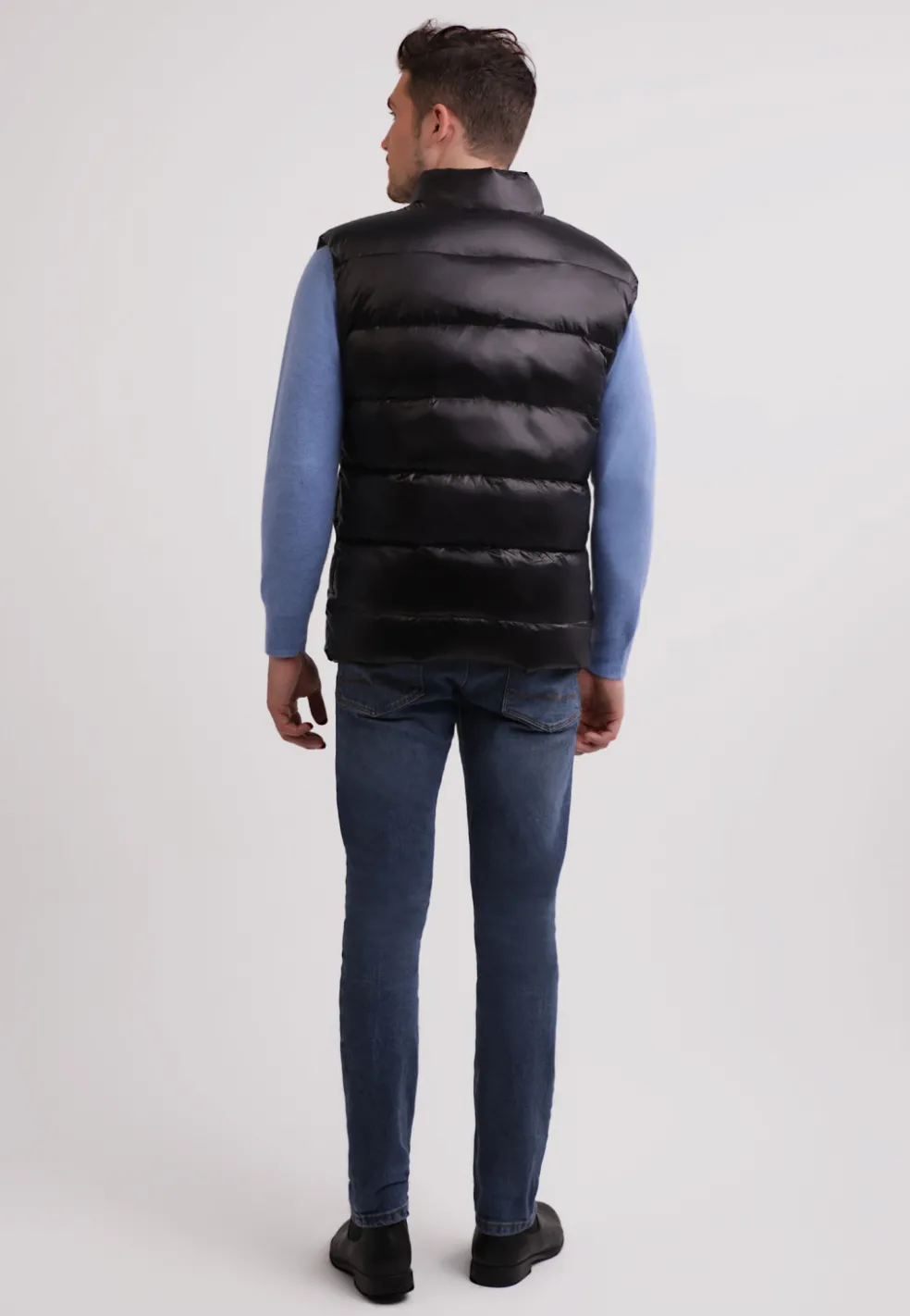 Daunengilet mit Kaschmirfutter schwarz