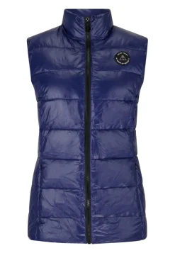 Daunengilet mit Kaschmirfutter in glänzender Optik navy