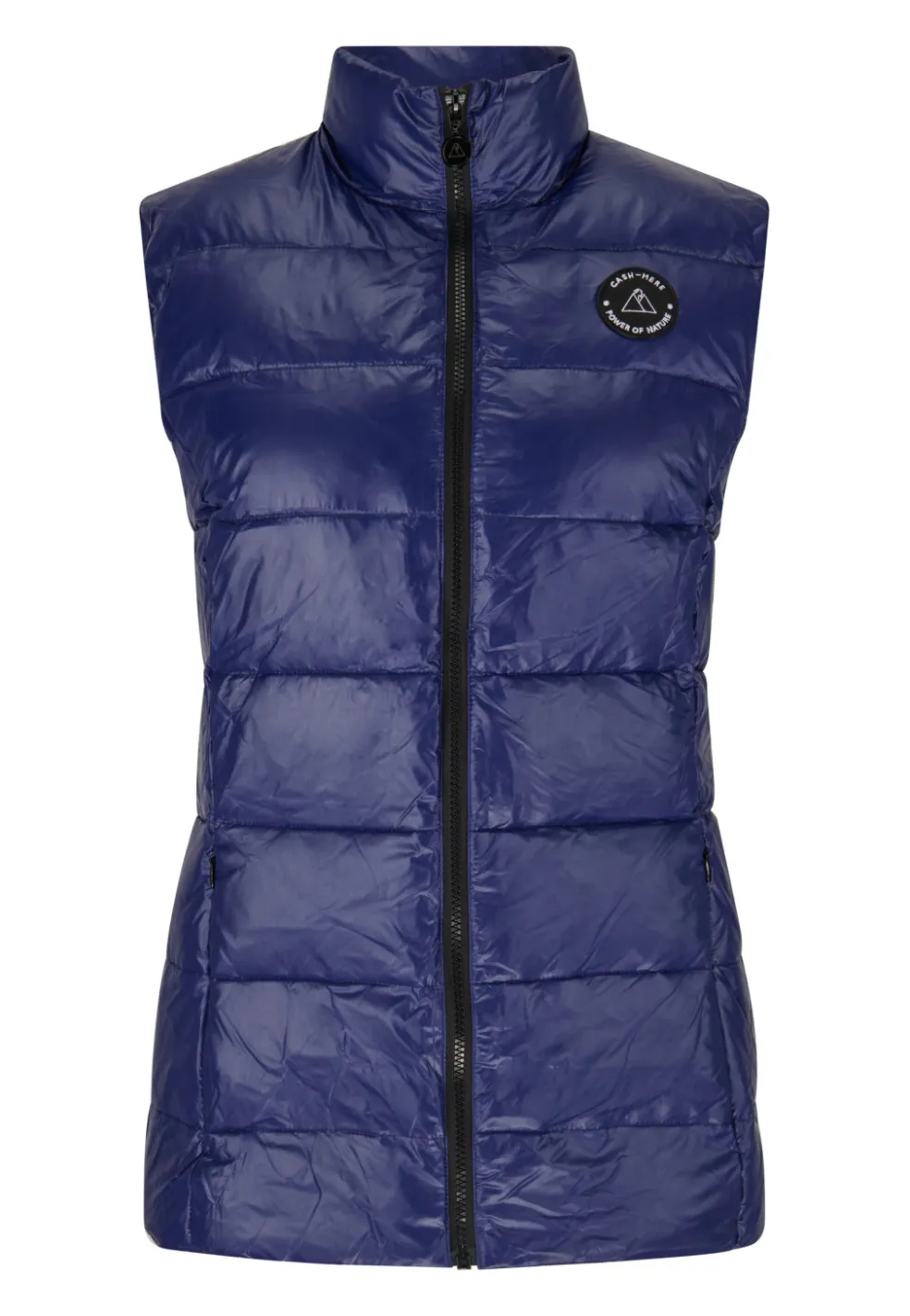 Daunengilet mit Kaschmirfutter in glänzender Optik navy