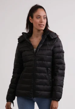 Daunenjacke mit Kapuze und Kaschmirfutter schwarz