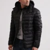 Daunenjacke mit Kapuze und Kaschmirfutter schwarz