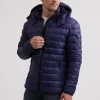 Daunenjacke mit Kapuze und Kaschmirfutter navy