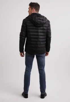 Daunenjacke mit Kapuze und Kaschmirfutter schwarz