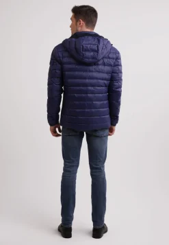 Daunenjacke mit Kapuze und Kaschmirfutter navy