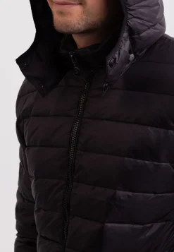 Daunenjacke mit Kapuze und Kaschmirfutter schwarz