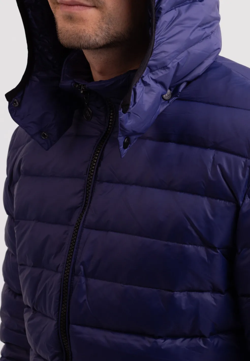Daunenjacke mit Kapuze und Kaschmirfutter navy