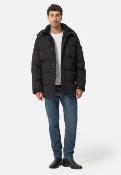 Daunenparka Mantel mit Kapuze und Kaschmirfutter schwarz