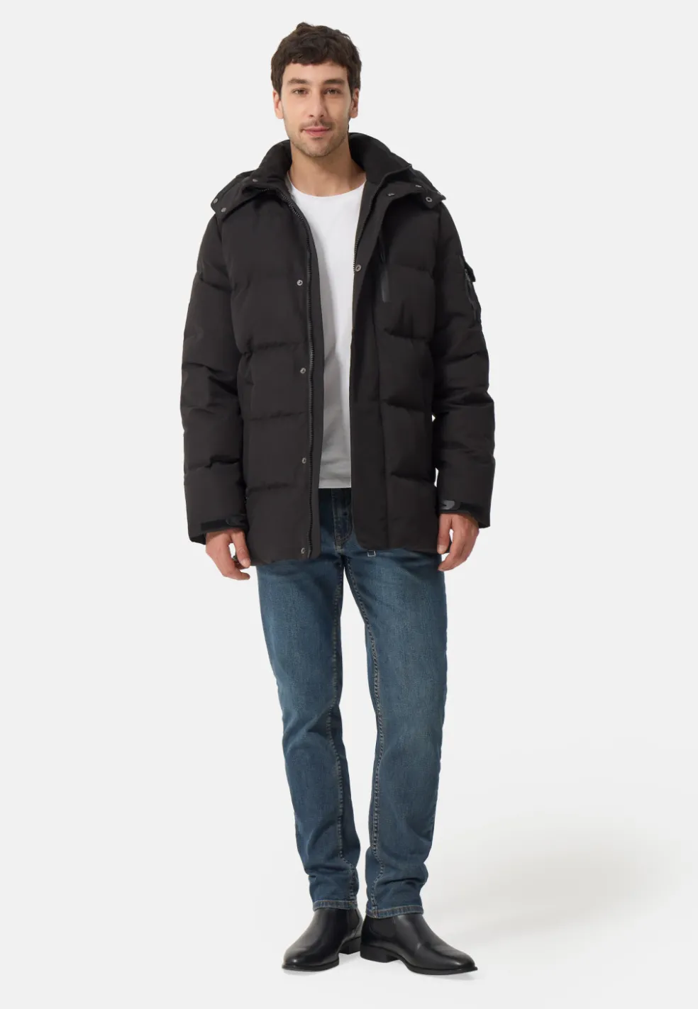 Daunenparka Mantel mit Kapuze und Kaschmirfutter schwarz