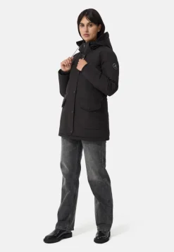 Daunenparka Mantel mit Kapuze und Kaschmirfutter schwarz