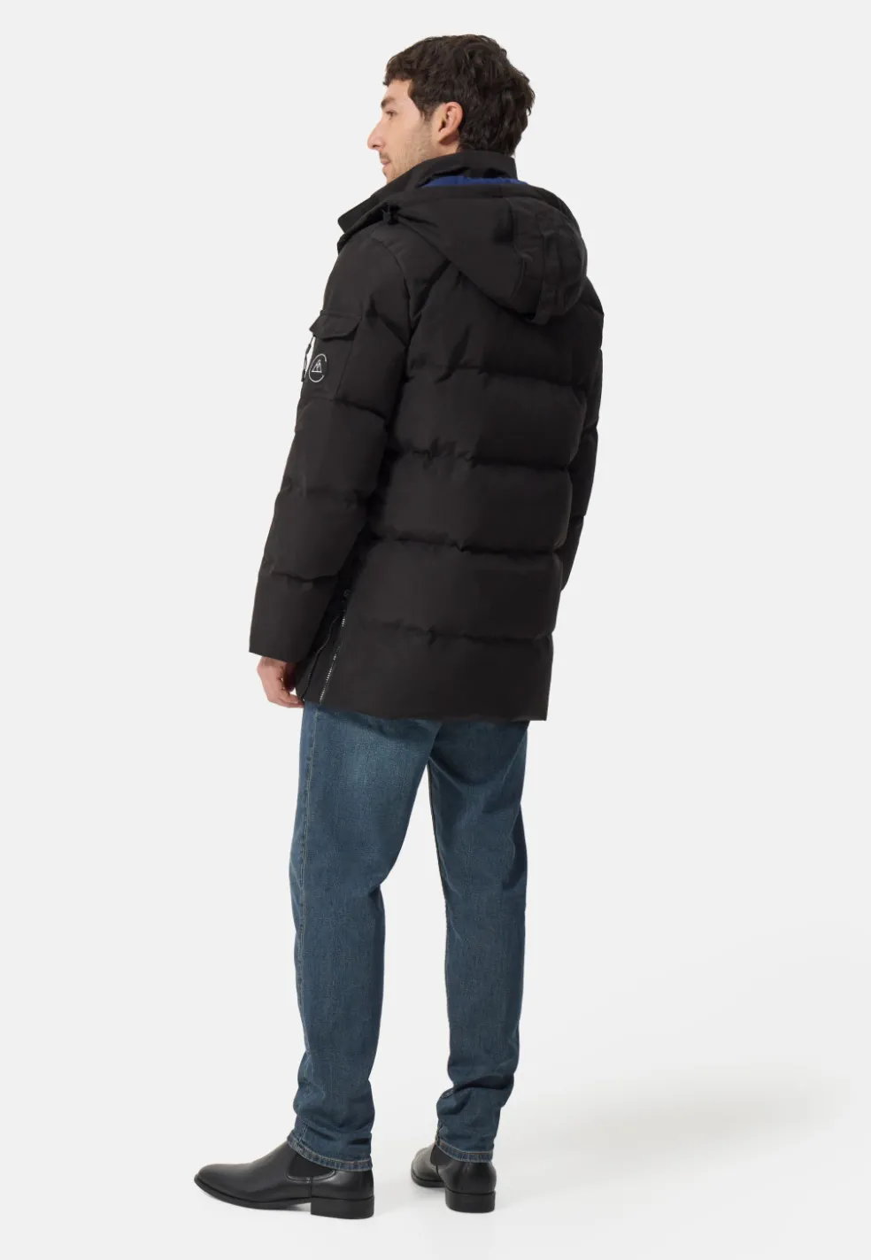 Daunenparka Mantel mit Kapuze und Kaschmirfutter schwarz