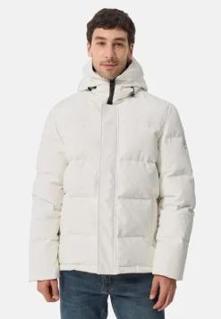 Daunenparka mit Kapuze und Kaschmirfutter weiss