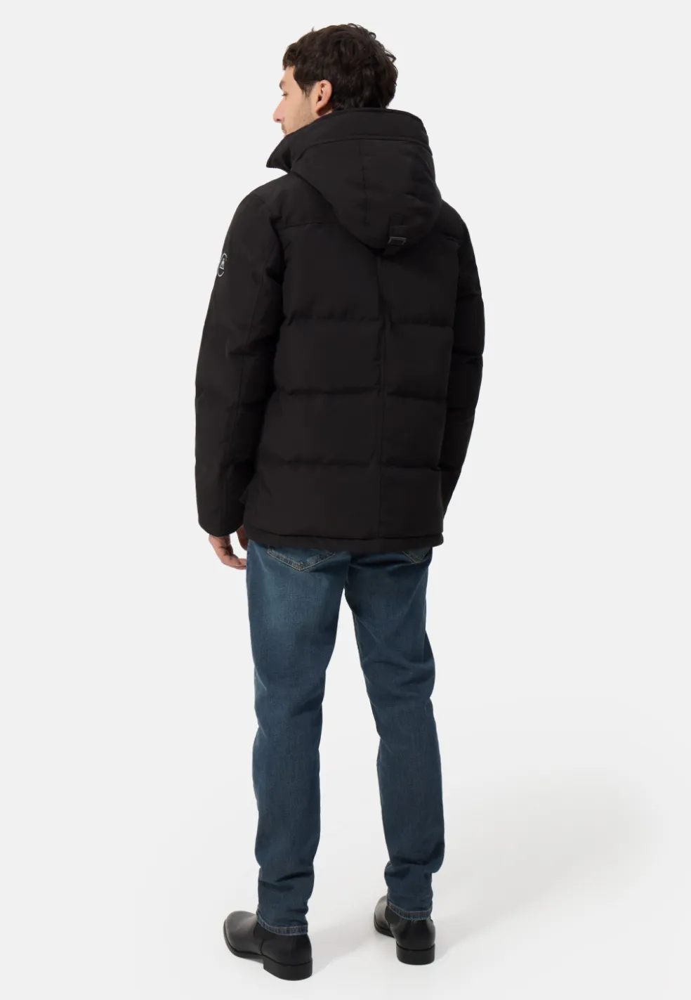 Daunenparka mit Kapuze und Kaschmirfutter schwarz