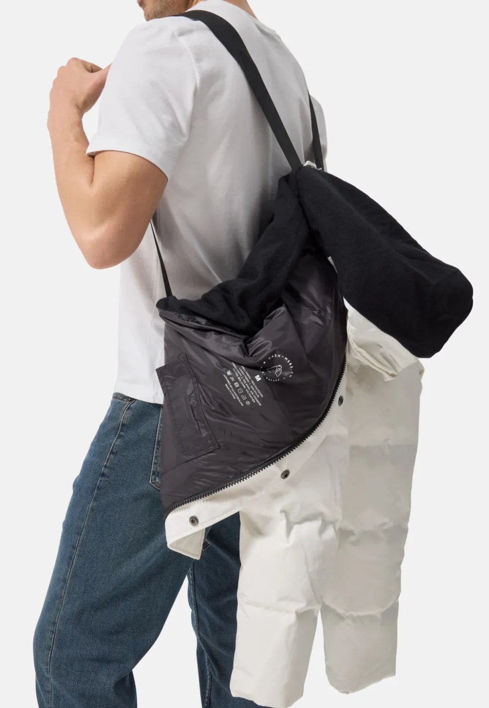Daunenparka mit Kapuze und Kaschmirfutter weiss