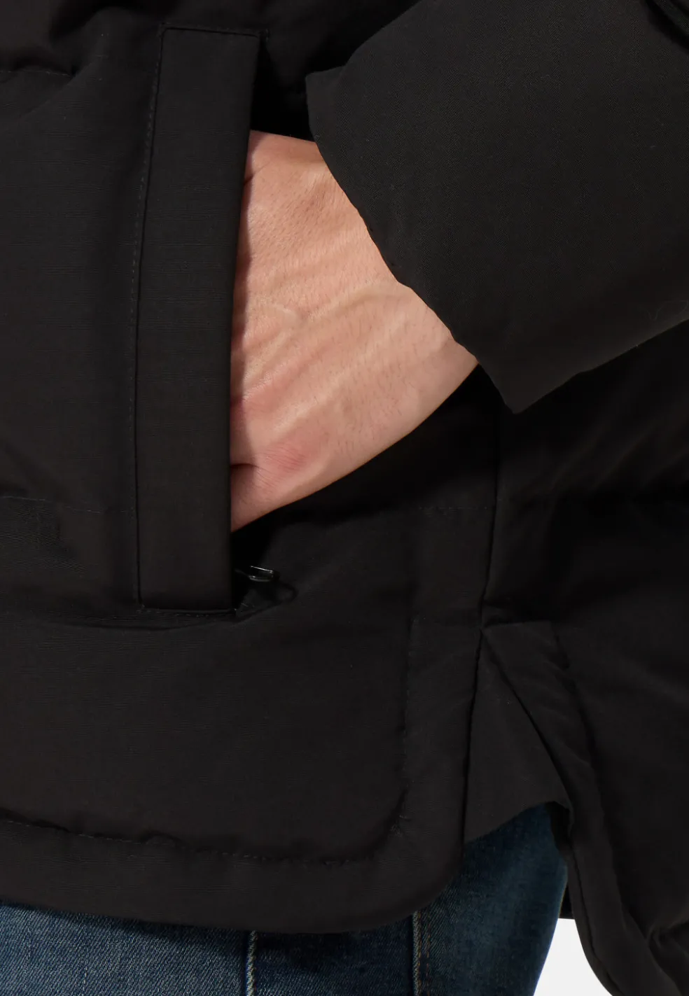 Daunenparka mit Kapuze und Kaschmirfutter schwarz