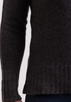 Grobgestrickter Recycelter Kaschmir V-Ausschnitt Pullover mittel anthrazit
