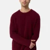 Grobgestrickter Wolle Kaschmir Rundhals Pullover rouge noir