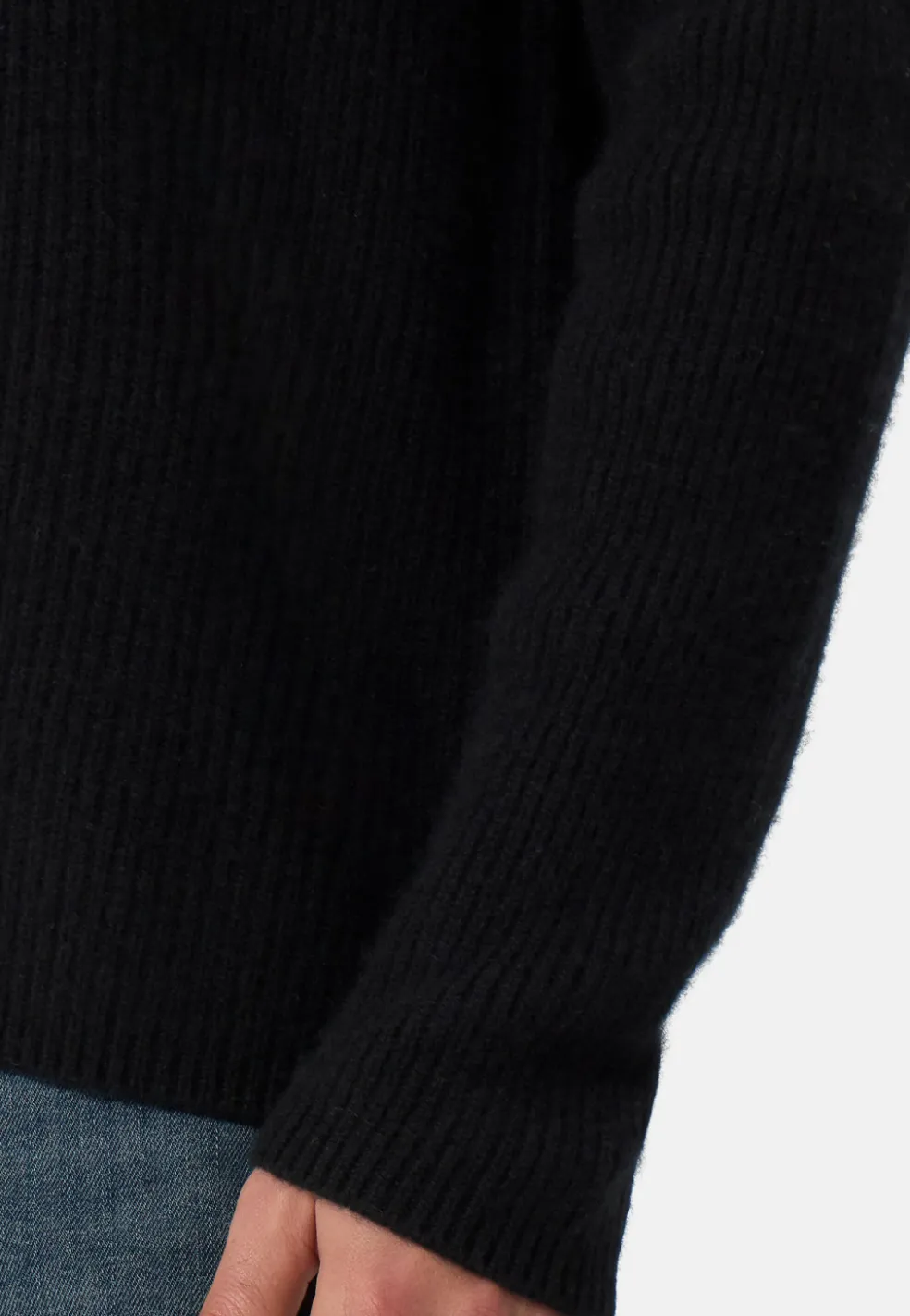 Grobgestrickter Wolle Kaschmir Rundhals Pullover schwarz