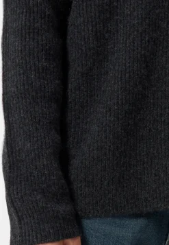 Grobgestrickter Wolle Kaschmir Rundhals Pullover dunkel anthrazit