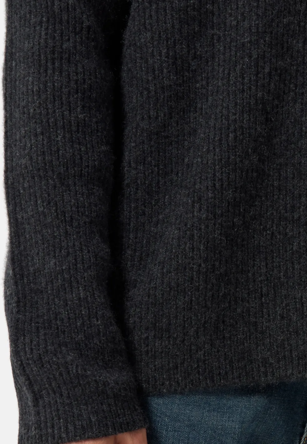 Grobgestrickter Wolle Kaschmir Rundhals Pullover dunkel anthrazit