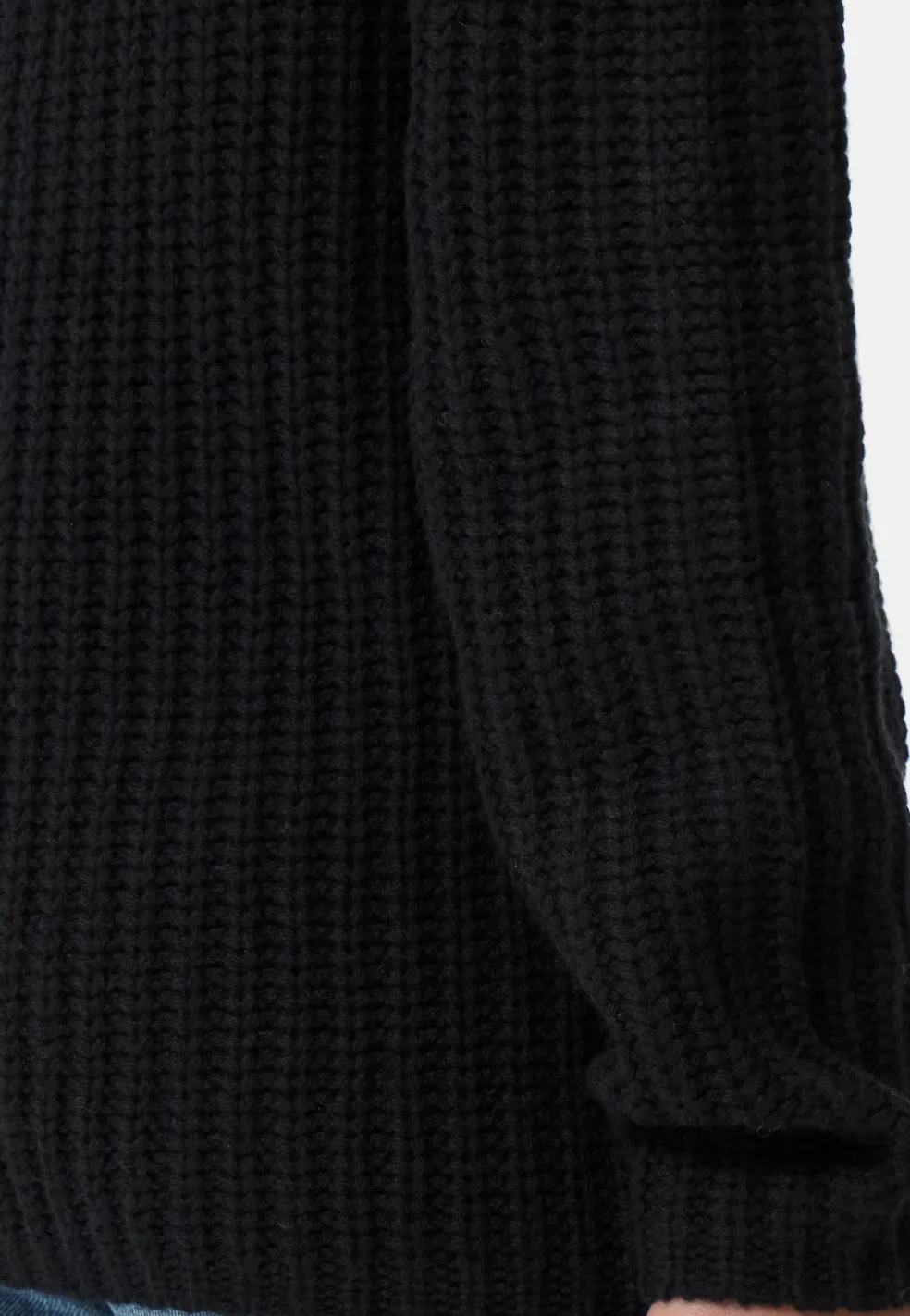 Grobgestrickter Wolle Kaschmir Rundhals Pullover schwarz