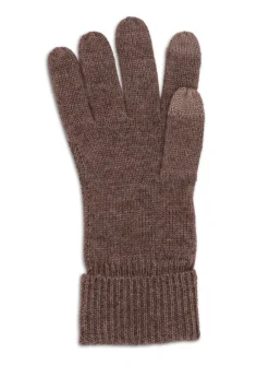 Kaschmir Handschuhe mit Zopfmuster und Touchscreen tauglich taupe