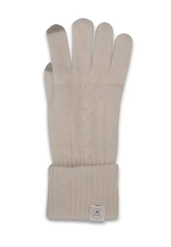 Kaschmir Handschuhe mit Zopfmuster und Touchscreen tauglich weiss