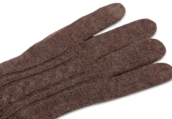 Kaschmir Handschuhe mit Zopfmuster und Touchscreen tauglich taupe
