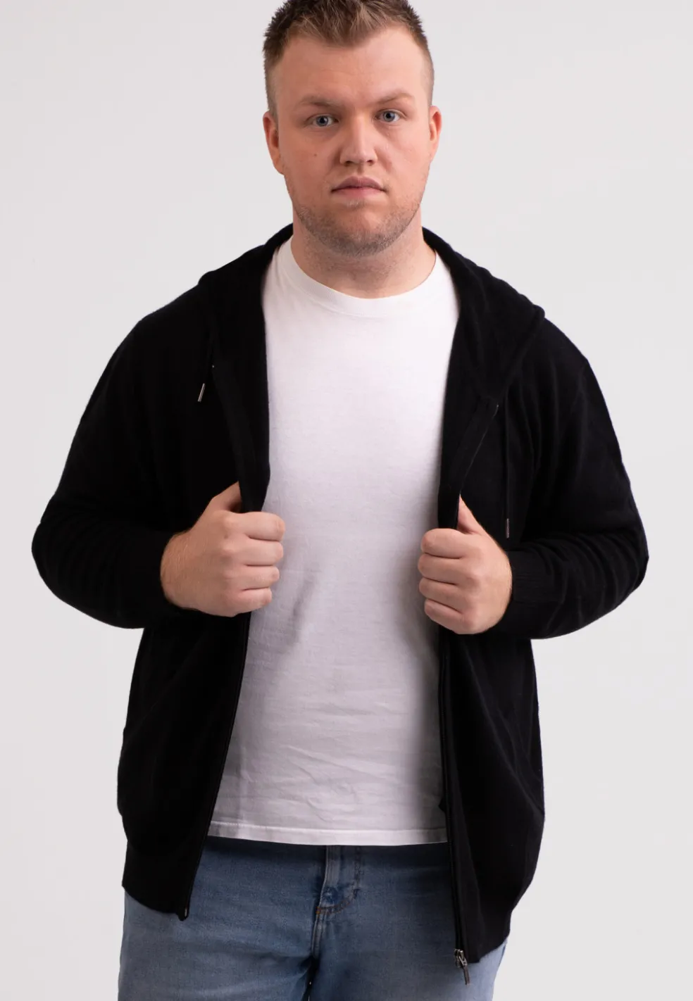 Kaschmir Kapuzenpullover Hoodie schwarz