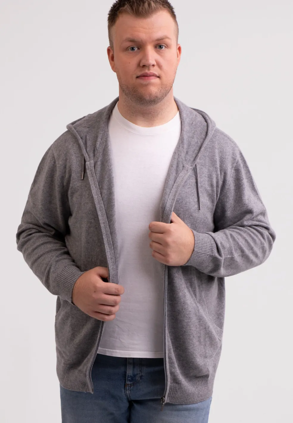 Kaschmir Kapuzenpullover Hoodie grau