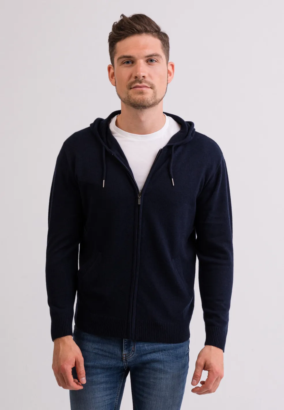Kaschmir Kapuzenpullover Hoodie marine blau
