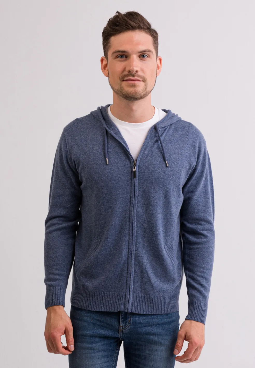 Kaschmir Kapuzenpullover Hoodie jeans blau