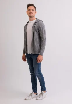 Kaschmir Kapuzenpullover Hoodie grau