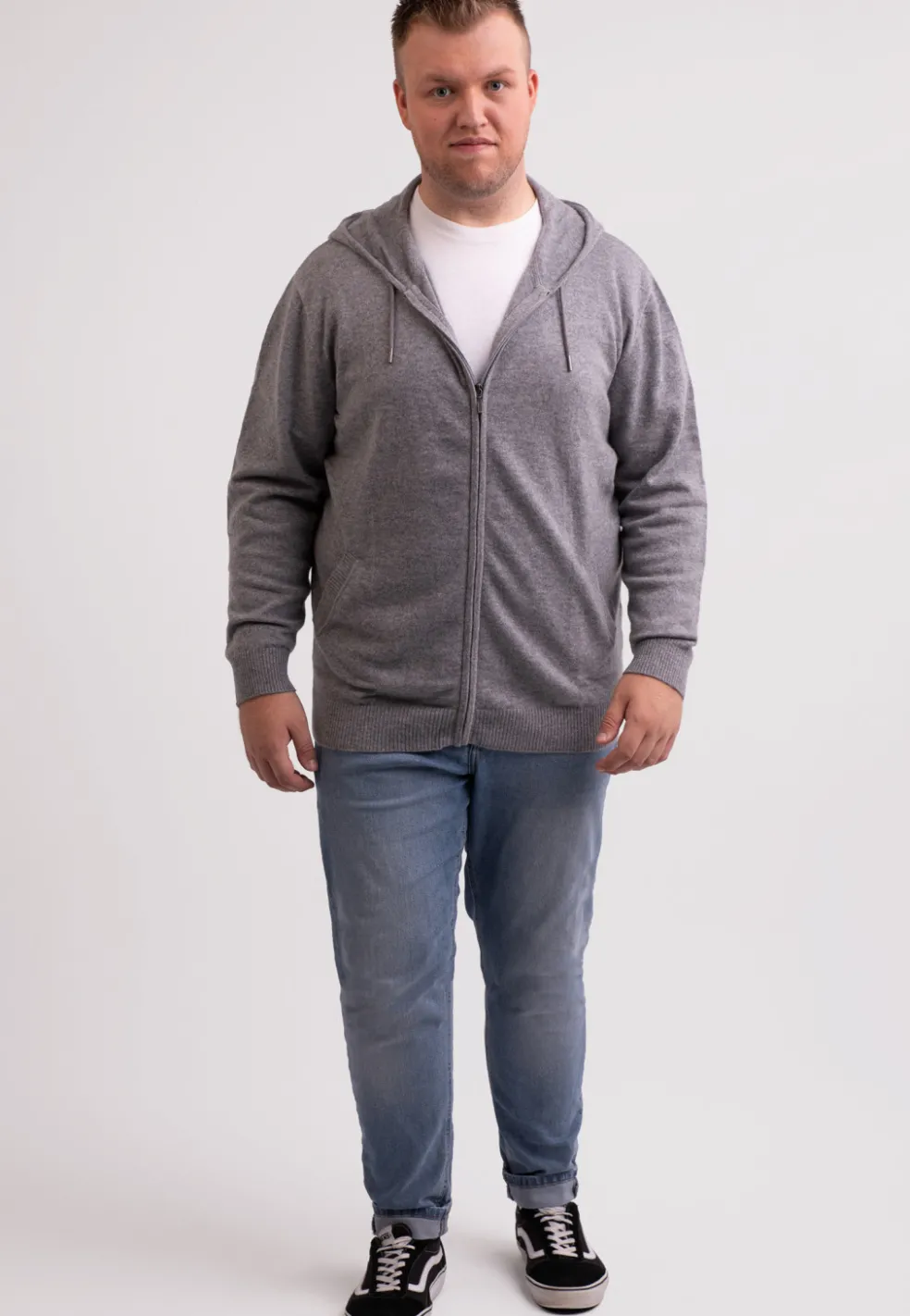 Kaschmir Kapuzenpullover Hoodie grau
