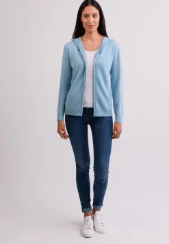 Kaschmir Kapuzenpullover Hoodie hellblau