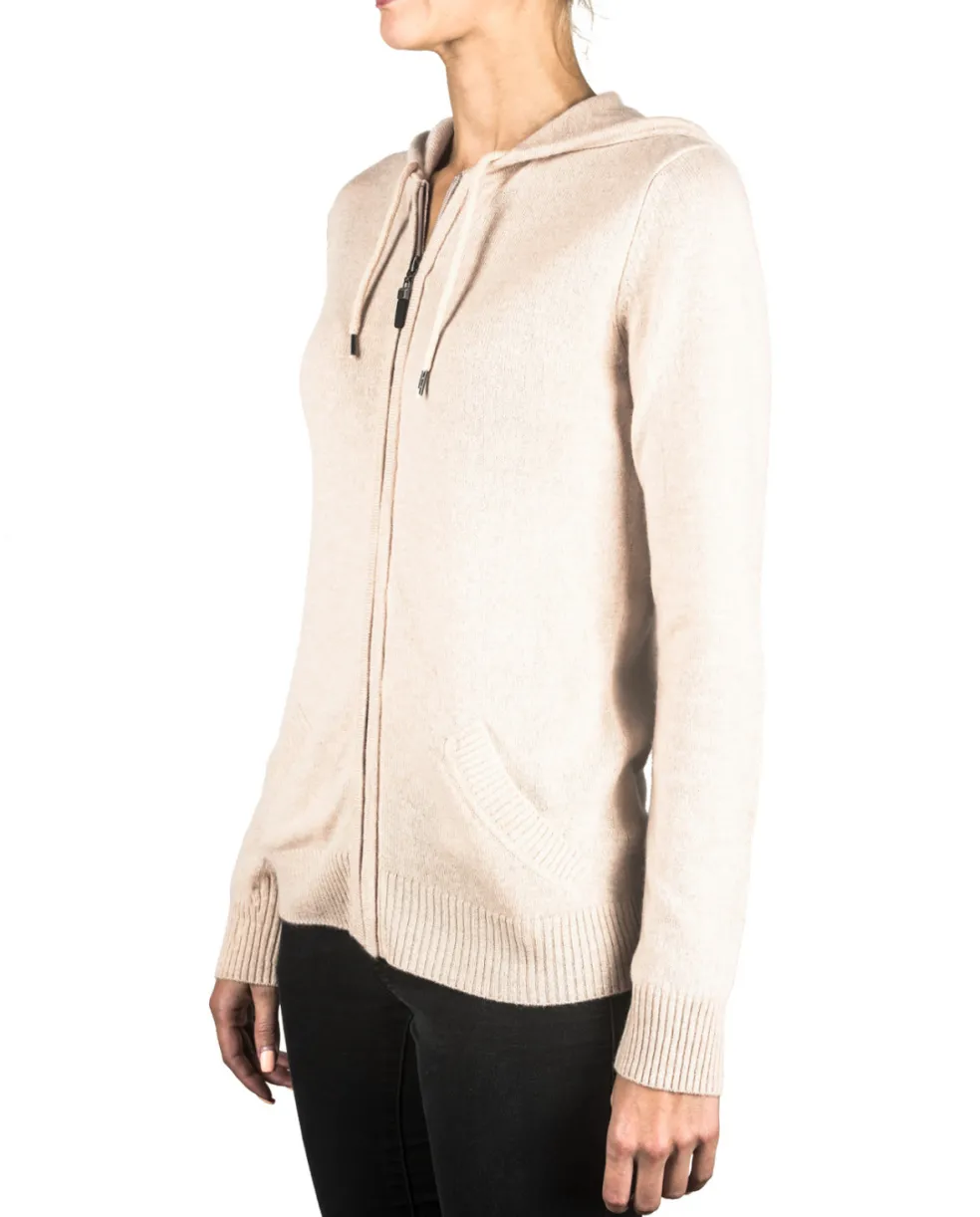 Kaschmir Kapuzenpullover Hoodie washed ecru