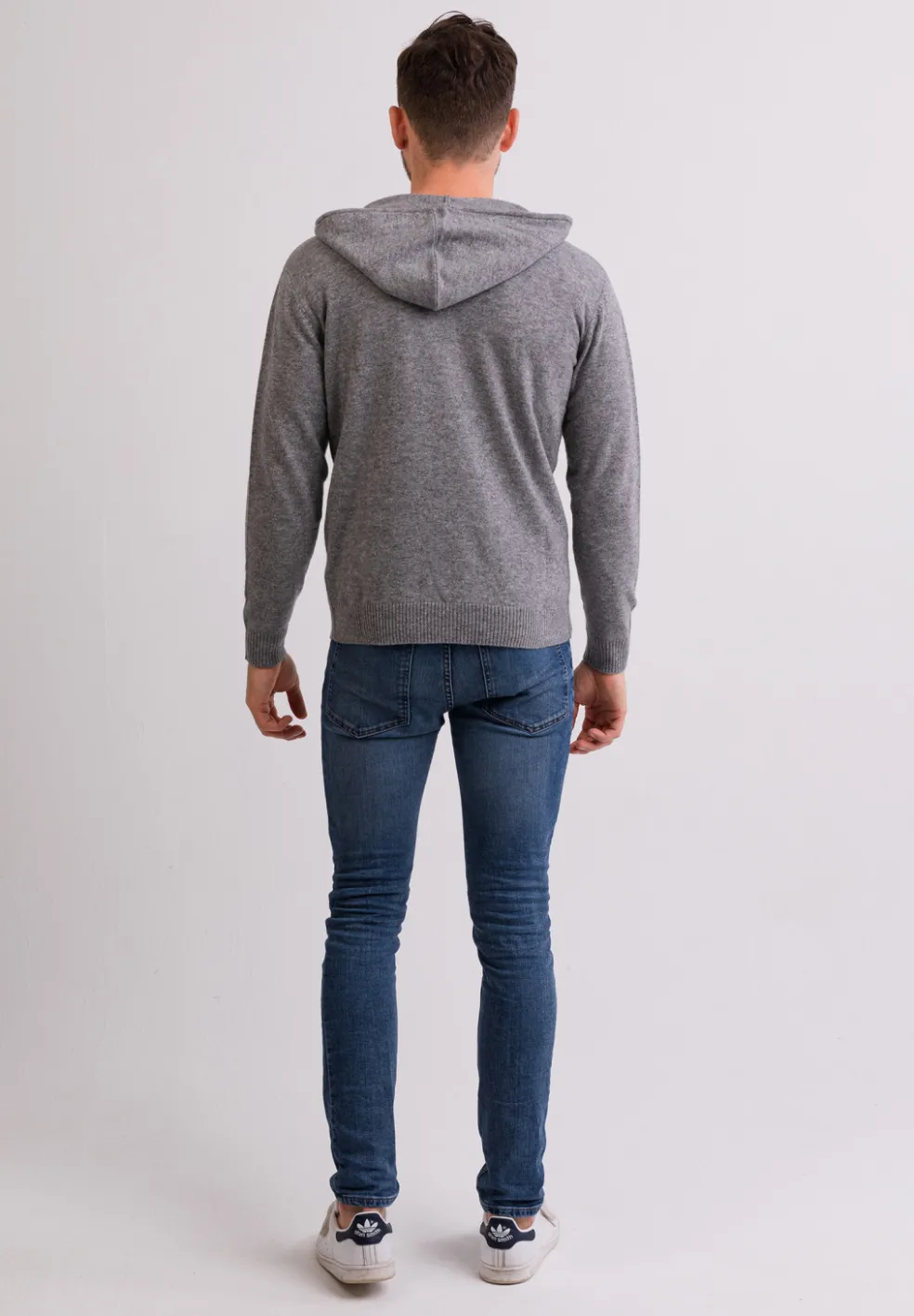 Kaschmir Kapuzenpullover Hoodie grau