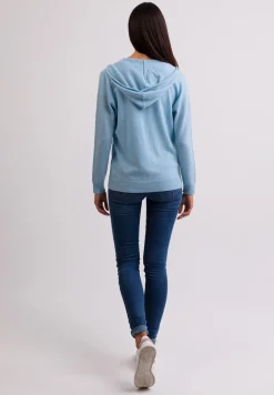 Kaschmir Kapuzenpullover Hoodie hellblau