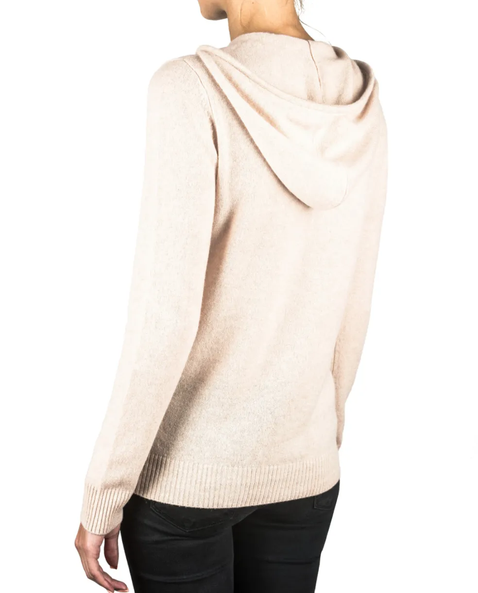 Kaschmir Kapuzenpullover Hoodie washed ecru